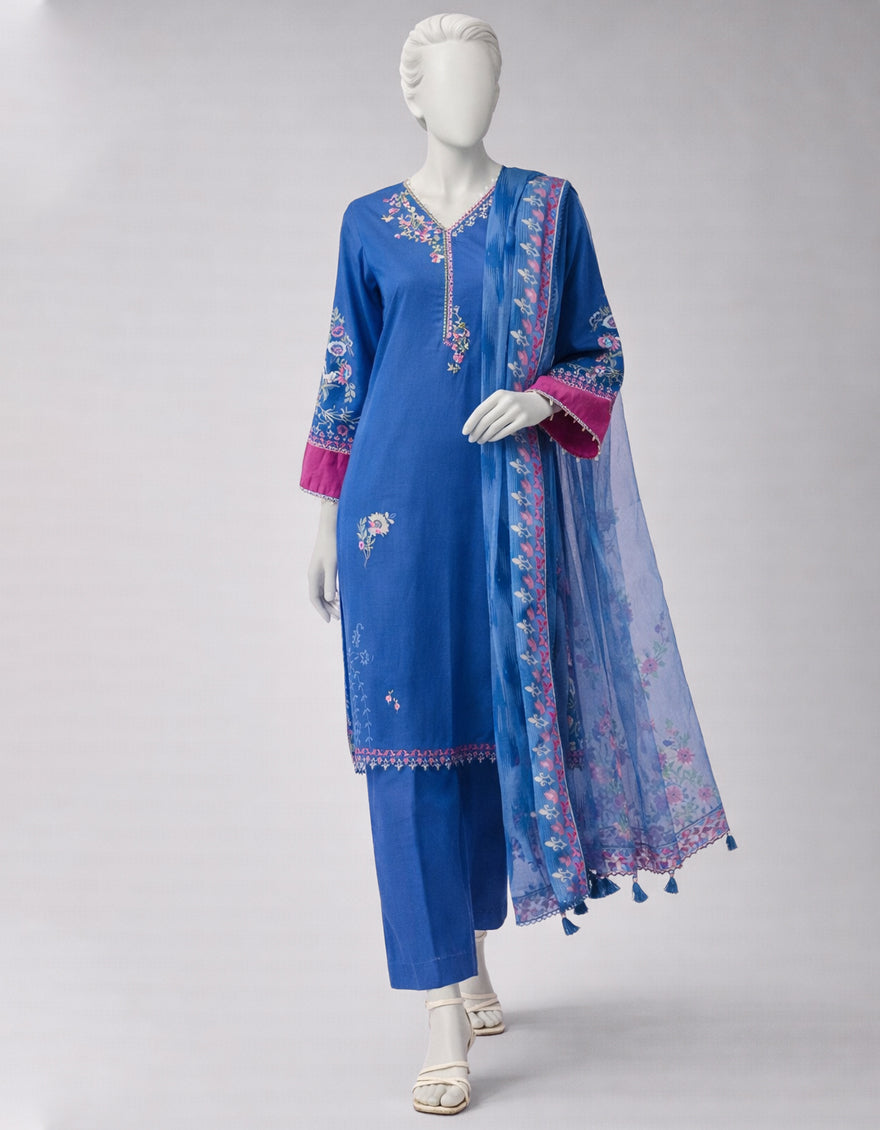 Lawn Multicolor Unstitched Suit - J. Junaid Jamshed