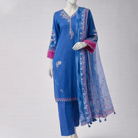 Lawn Multicolor Unstitched Suit - J. Junaid Jamshed