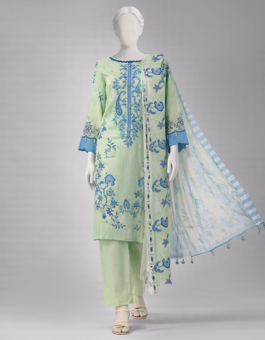 Lawn Multicolor Unstitched Suit - J. Junaid Jamshed