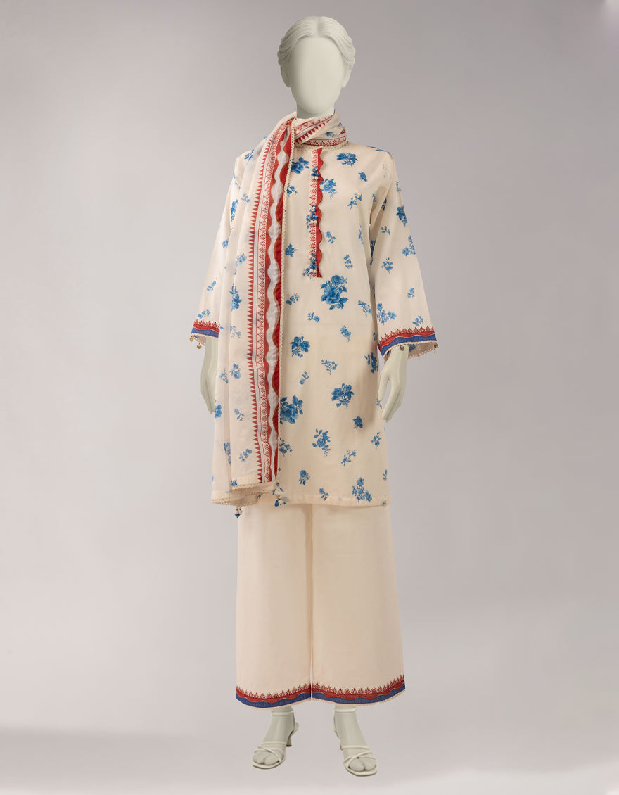 Lawn Multicolor Unstitched Suit - J. Junaid Jamshed