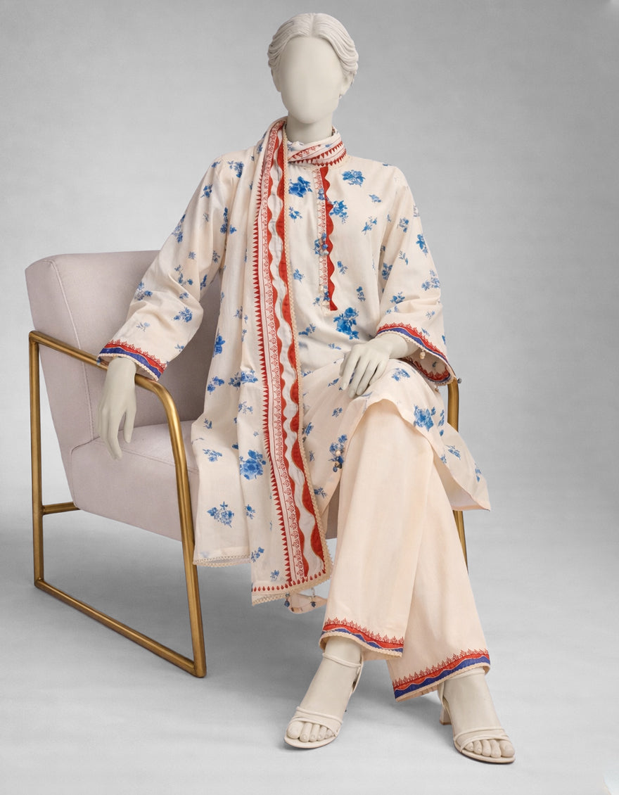 Lawn Multicolor Unstitched Suit - J. Junaid Jamshed