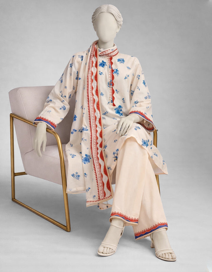 Lawn Multicolor Unstitched Suit - J. Junaid Jamshed