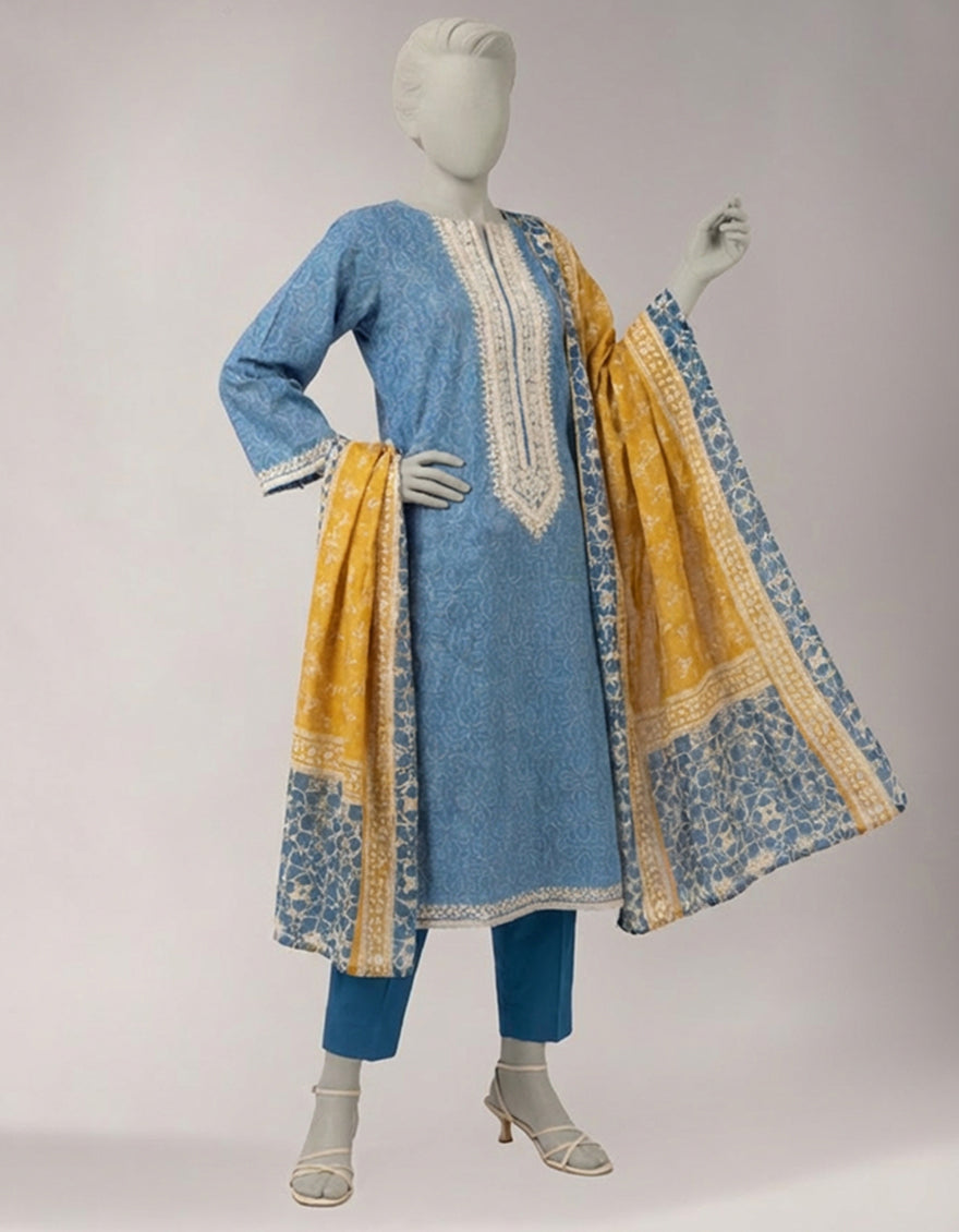 Lawn Multicolor Unstitched Suit - J. Junaid Jamshed