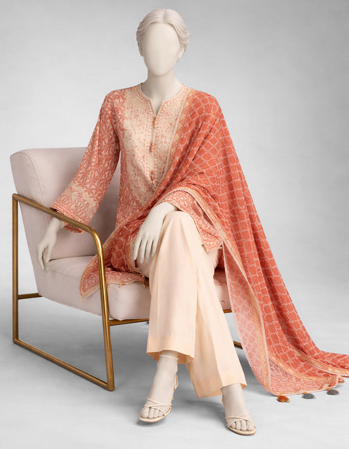 Lawn Multicolor Unstitched Suit - J. Junaid Jamshed