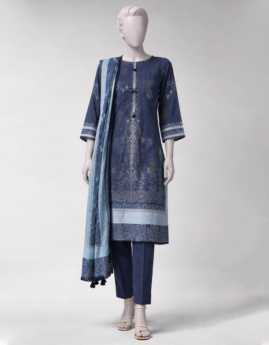 Lawn Multicolor Unstitched Suit - J. Junaid Jamshed
