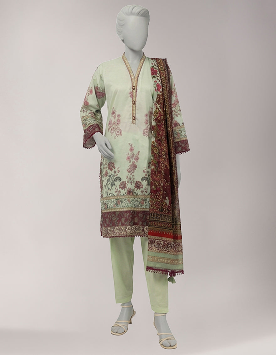 Lawn Multicolor Unstitched Suit - J. Junaid Jamshed