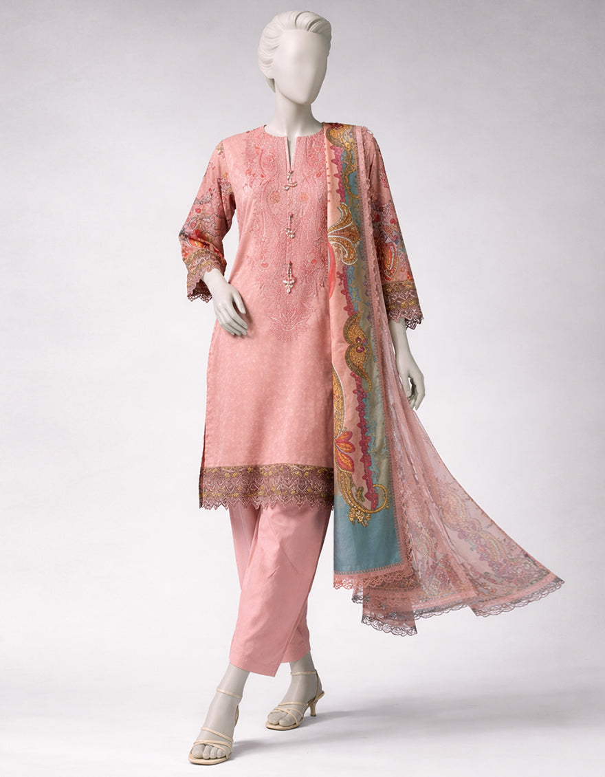Lawn Multicolor Unstitched Suit - J. Junaid Jamshed