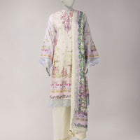 Lawn Multicolor Unstitched Suit - J. Junaid Jamshed