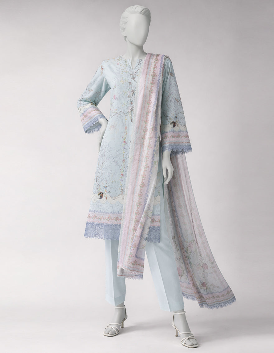 Lawn Multicolor Unstitched Suit - J. Junaid Jamshed