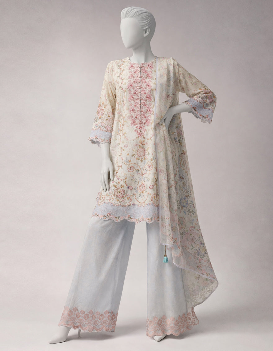 Lawn Multicolor Unstitched Suit - J. Junaid Jamshed