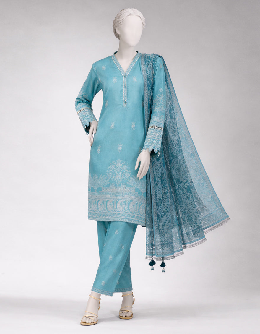 Lawn Green Unstitched Suit - J. Junaid Jamshed