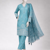 Lawn Green Unstitched Suit - J. Junaid Jamshed