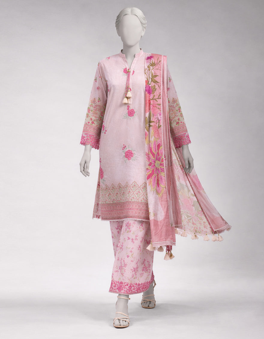 Lawn Multicolor Unstitched Suit - J. Junaid Jamshed