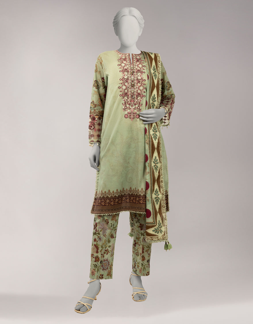 Lawn Multicolor Unstitched Suit - J. Junaid Jamshed