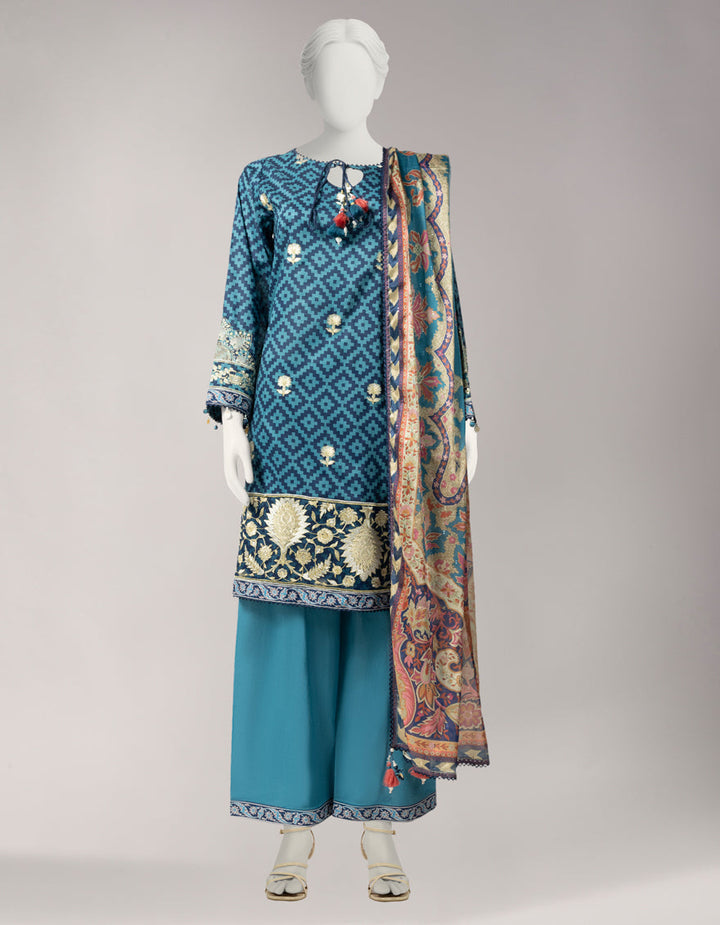 Lawn Multicolor Unstitched Suit - J. Junaid Jamshed