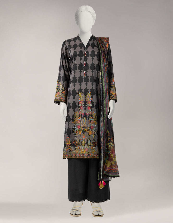 Lawn Multicolor Unstitched Suit - J. Junaid Jamshed