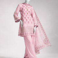 Lawn Pink Unstitched Suit - J. Junaid Jamshed