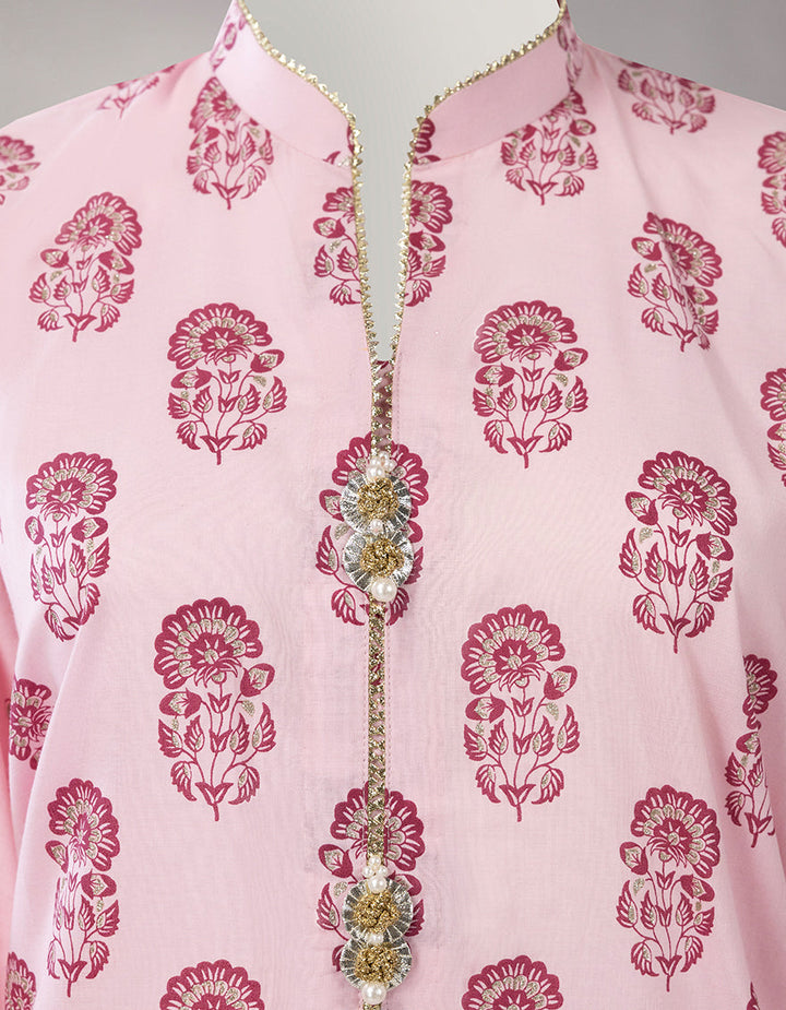 Lawn Pink Unstitched Suit - J. Junaid Jamshed