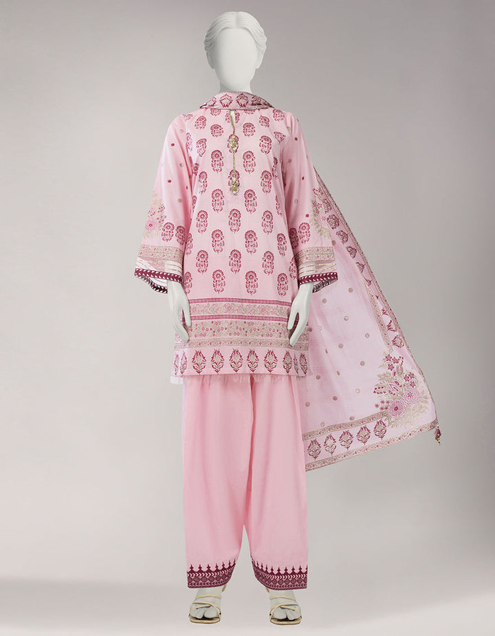 Lawn Pink Unstitched Suit - J. Junaid Jamshed