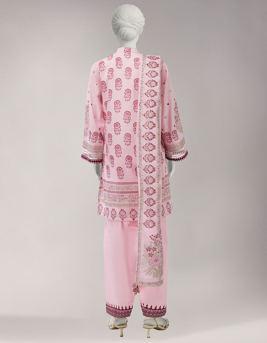 Lawn Pink Unstitched Suit - J. Junaid Jamshed