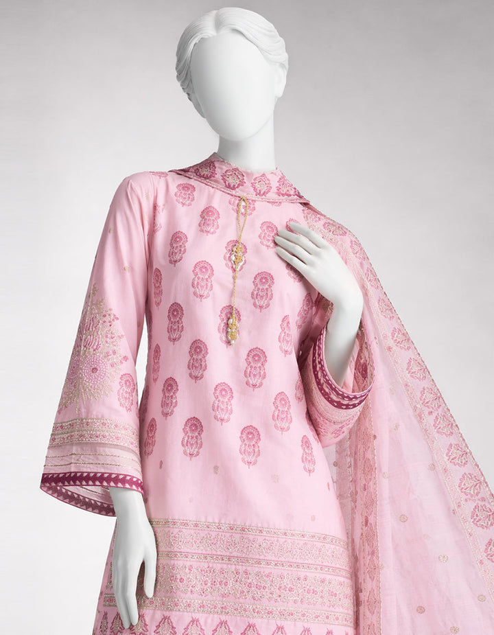 Lawn Pink Unstitched Suit - J. Junaid Jamshed