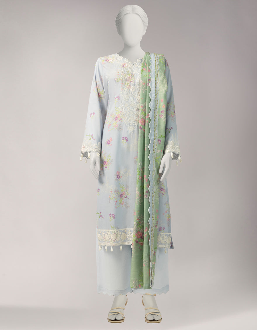 Lawn Multicolor Unstitched Suit - J. Junaid Jamshed