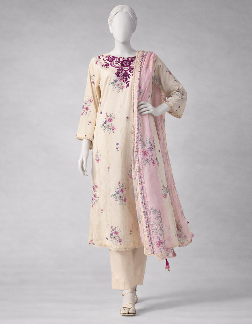 Lawn Multicolor Unstitched Suit - J. Junaid Jamshed