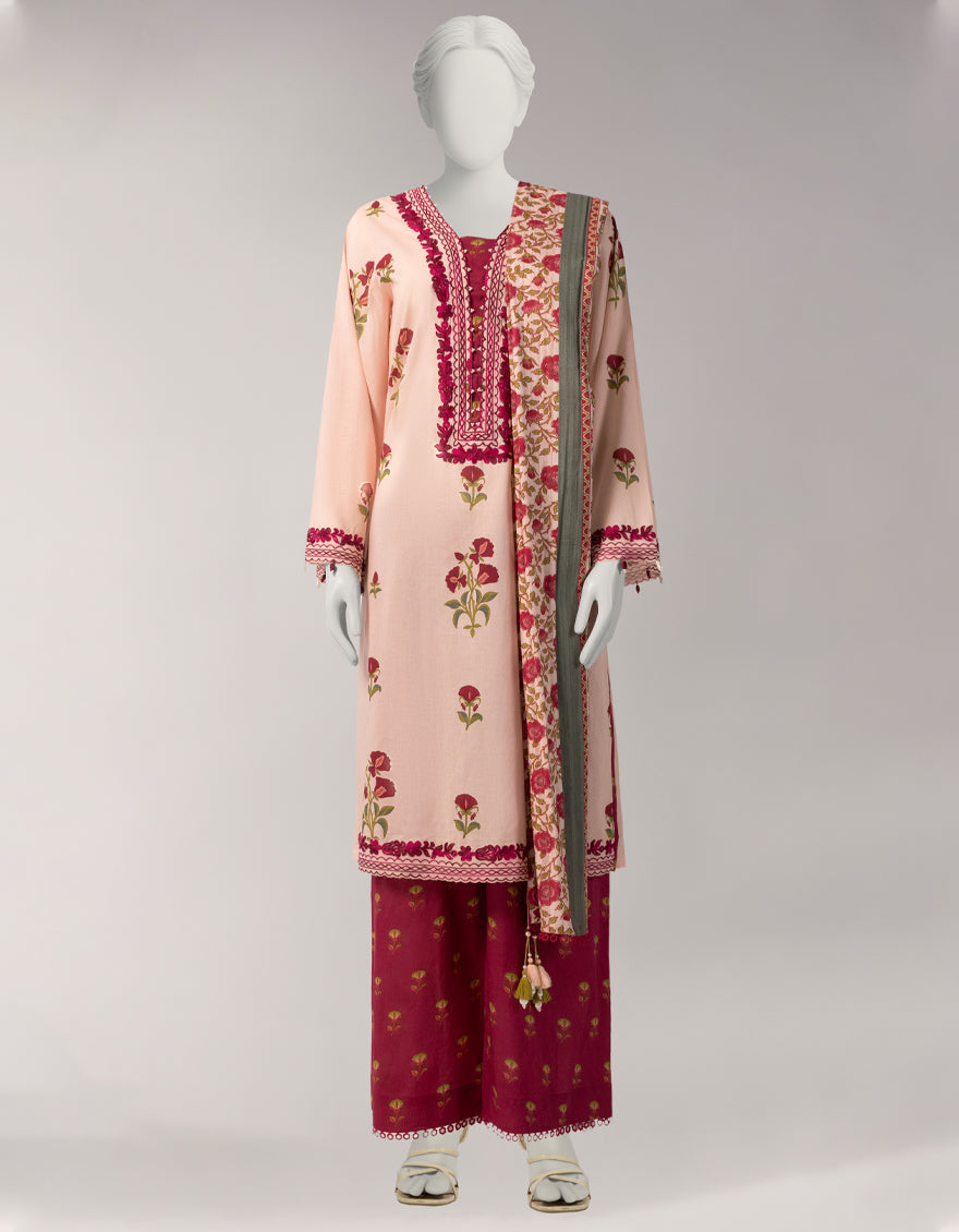 Lawn Multicolor Unstitched Suit - J. Junaid Jamshed