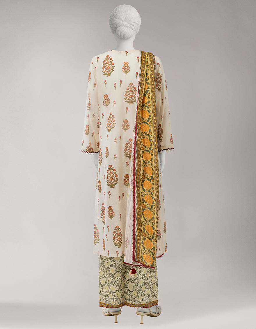 Lawn Multicolor Unstitched Suit - J. Junaid Jamshed