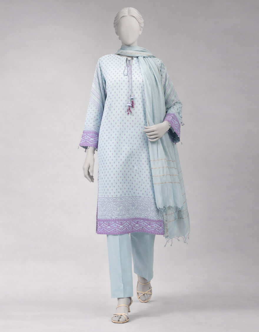 Lawn Multicolor Unstitched Suit - J. Junaid Jamshed