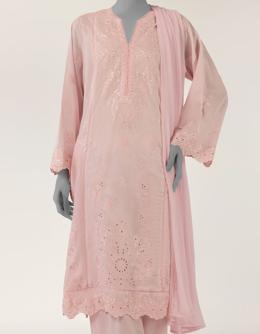 Lawn Pink Stitched Suit - J. Junaid Jamshed