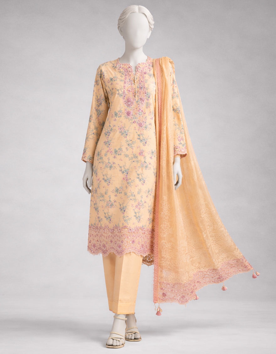 Lawn Multicolor Unstitched Suit - J. Junaid Jamshed