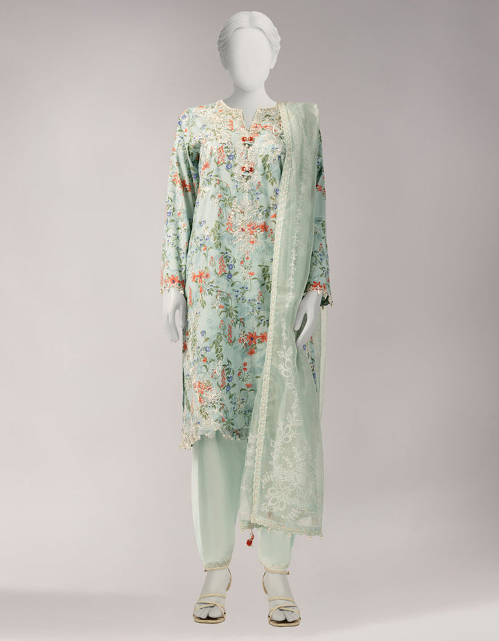 Lawn Multicolor Unstitched Suit - J. Junaid Jamshed