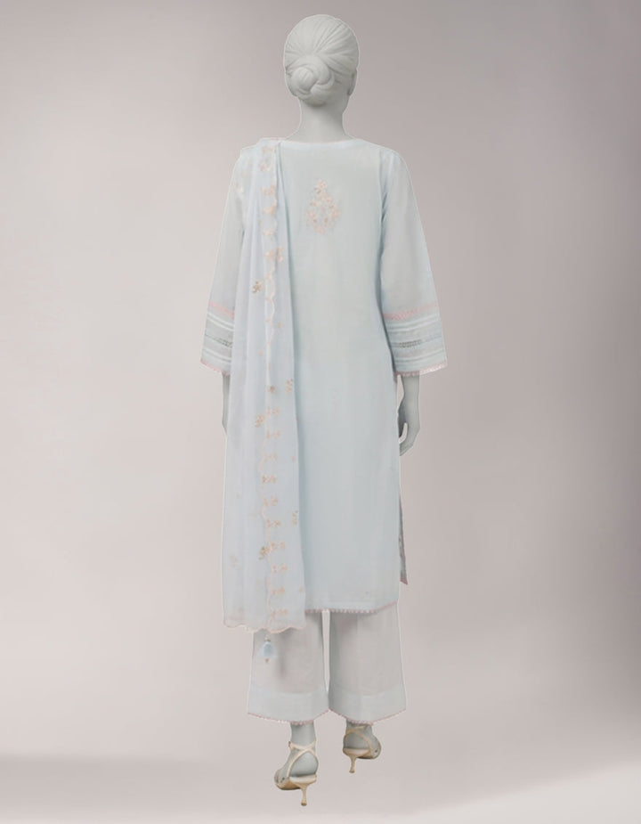 Lawn Blue Unstitched Suit - J. Junaid Jamshed