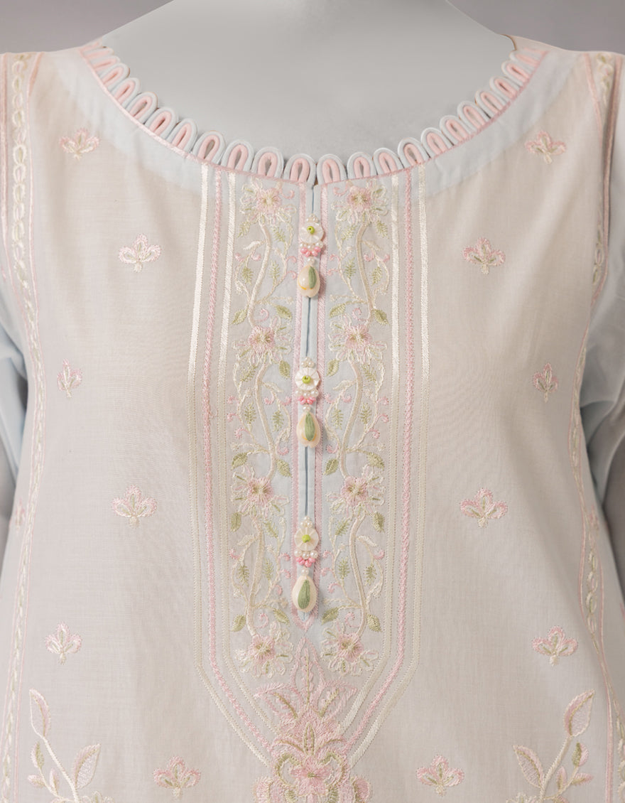 Lawn Blue Unstitched Suit - J. Junaid Jamshed