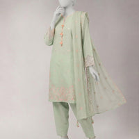 Lawn Green Unstitched Suit - J. Junaid Jamshed