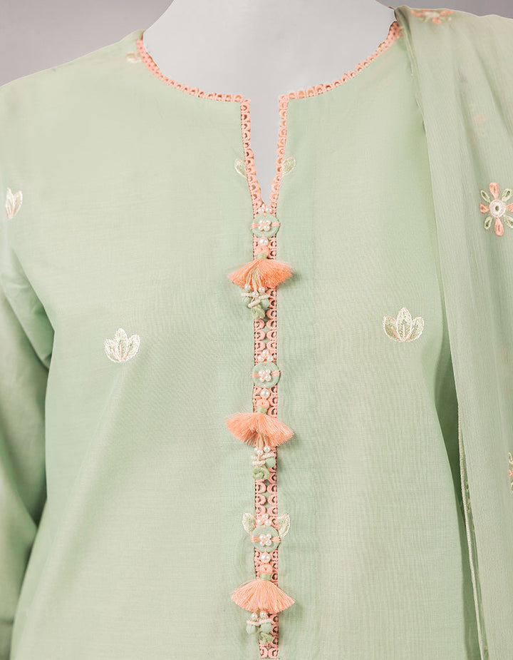 Lawn Green Unstitched Suit - J. Junaid Jamshed