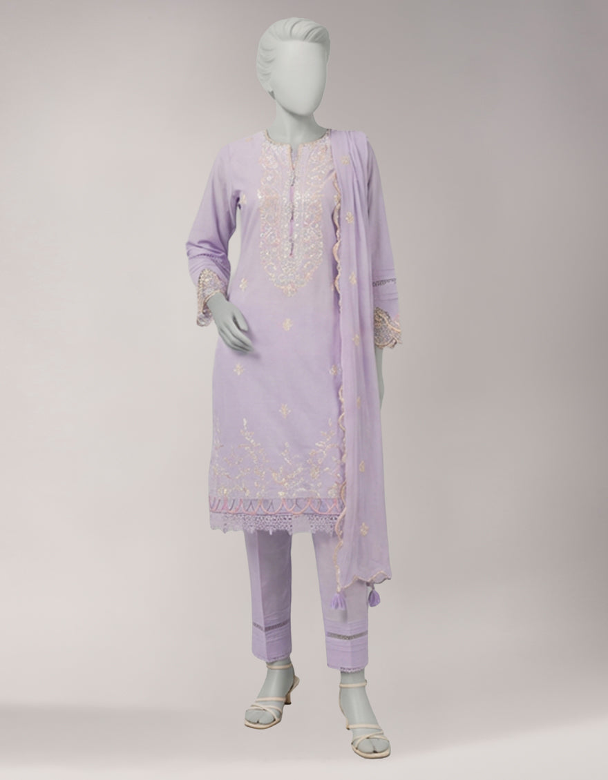 Lawn Purple Unstitched Suit - J. Junaid Jamshed