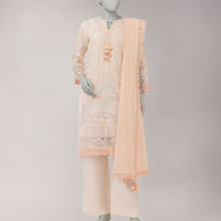 Lawn Peach Unstitched Suit - J. Junaid Jamshed