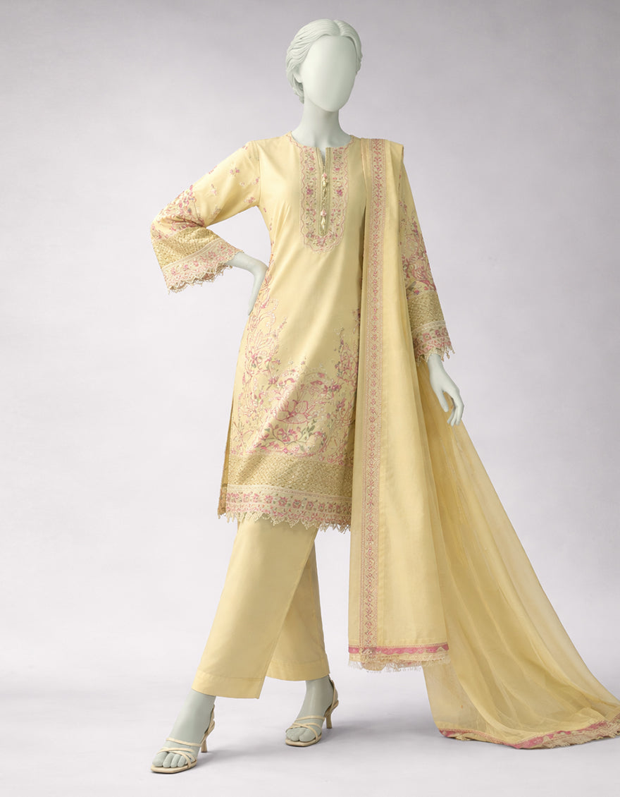 Lawn Green Unstitched Suit - J. Junaid Jamshed