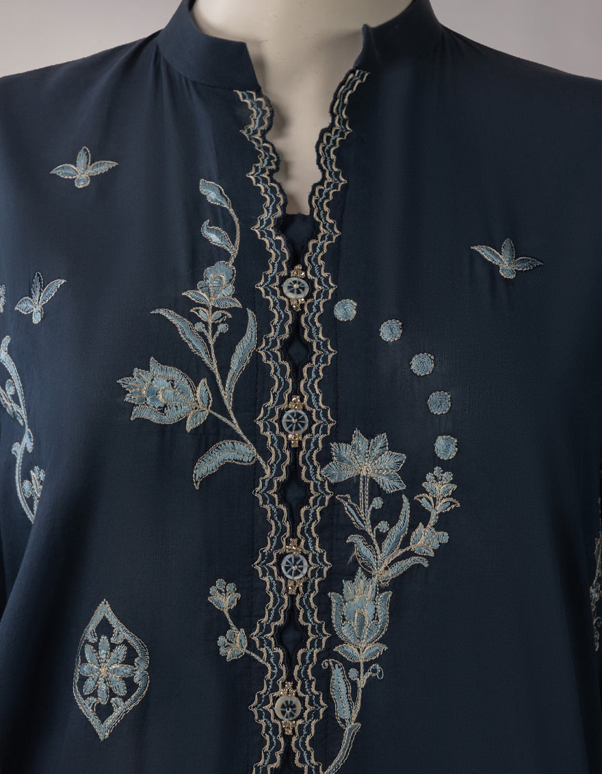 Lawn Blue Unstitched Suit - J. Junaid Jamshed