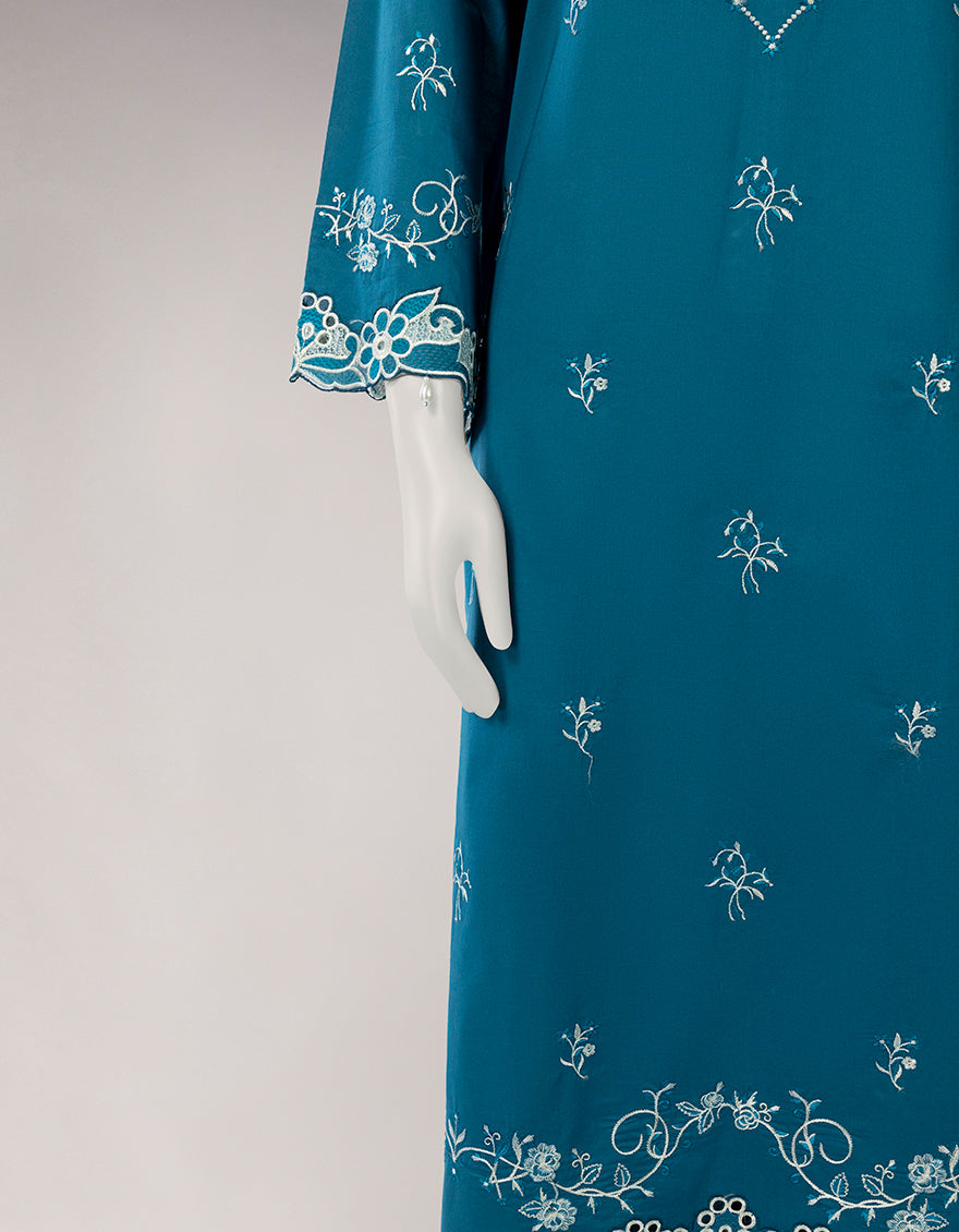 Lawn Teal Unstitched Suit - J. Junaid Jamshed