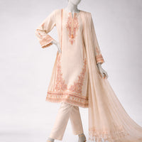 Jacquard White Unstitched Suit - J. Junaid Jamshed