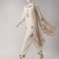 Lawn White Unstitched Suit - J. Junaid Jamshed