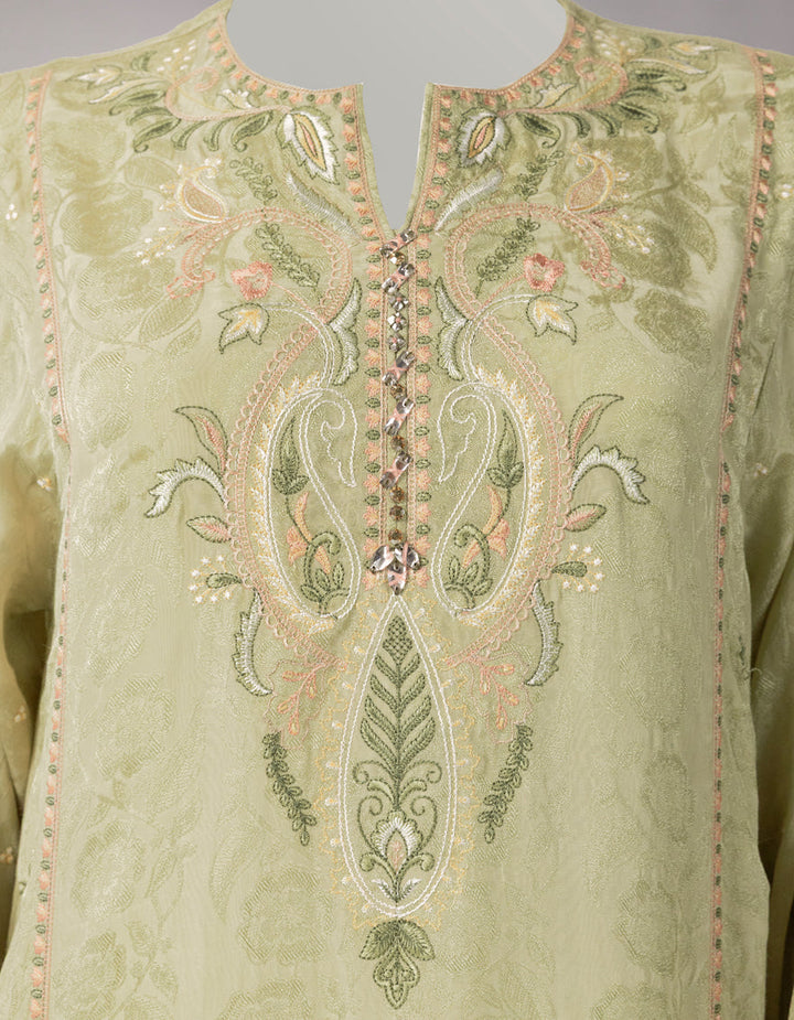 Jacquard Green Unstitched Suit - J. Junaid Jamshed