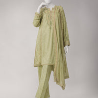 Jacquard Green Unstitched Suit - J. Junaid Jamshed