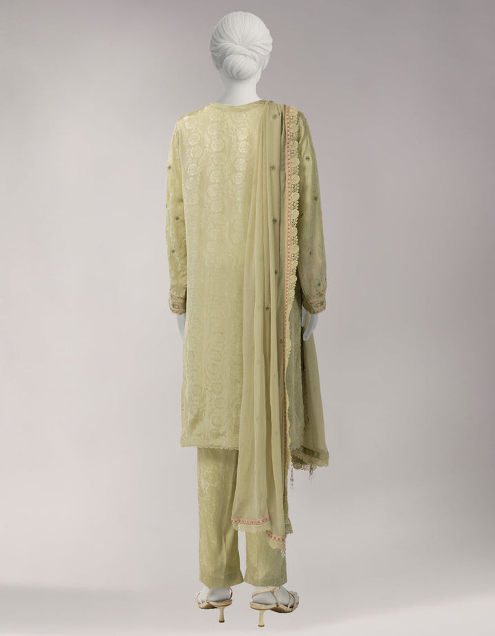 Jacquard Green Unstitched Suit - J. Junaid Jamshed