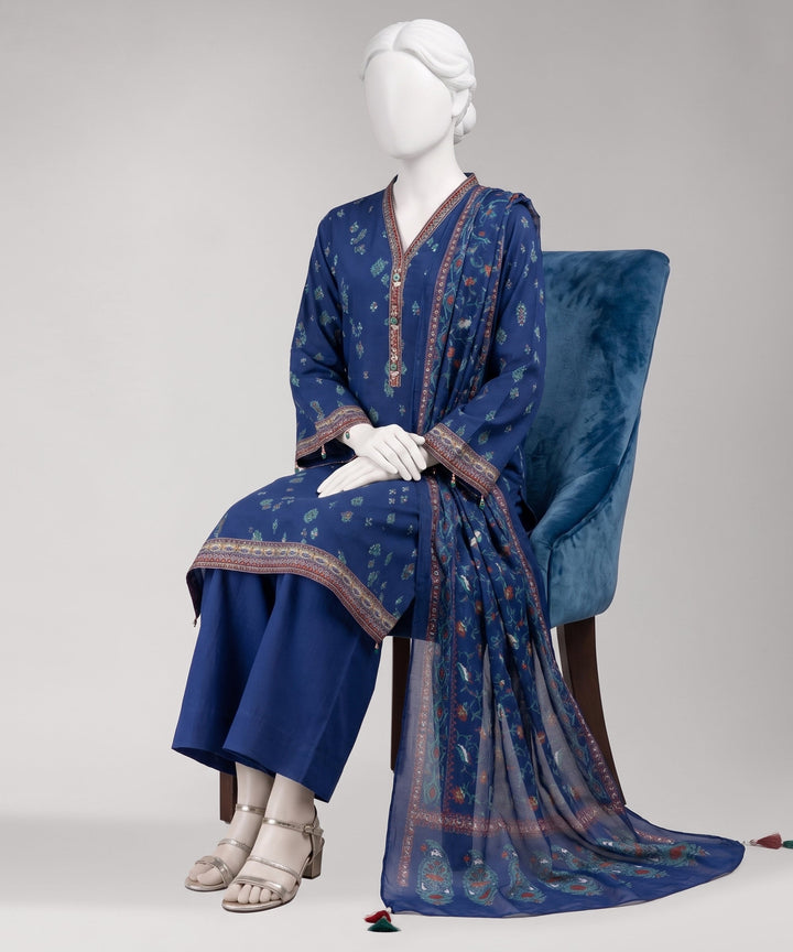 Lawn Multicolor Unstitched Suit - J. Junaid Jamshed