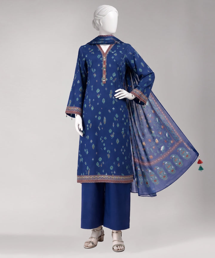 Lawn Multicolor Unstitched Suit - J. Junaid Jamshed