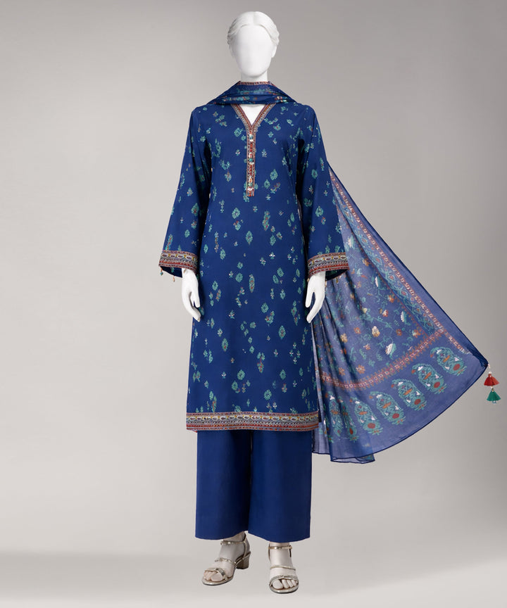 Lawn Multicolor Unstitched Suit - J. Junaid Jamshed